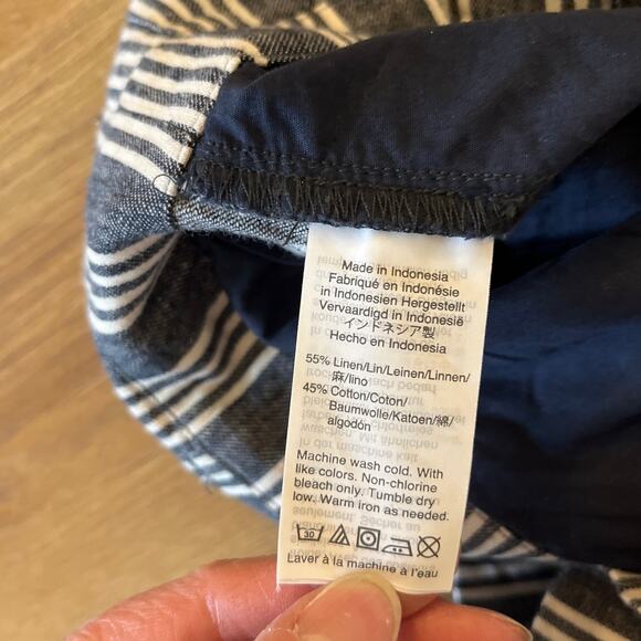 Madewell Linen Cotton Striped Paper Bag Tie Waist Barrel Leg Pants Size 2 Crop - Picture 4 of 7